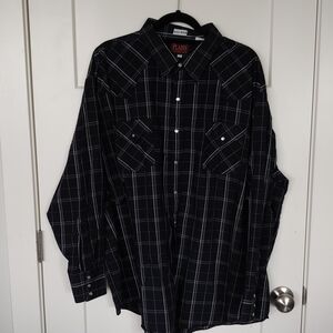 Western Style Black Checkered Men's Shirt